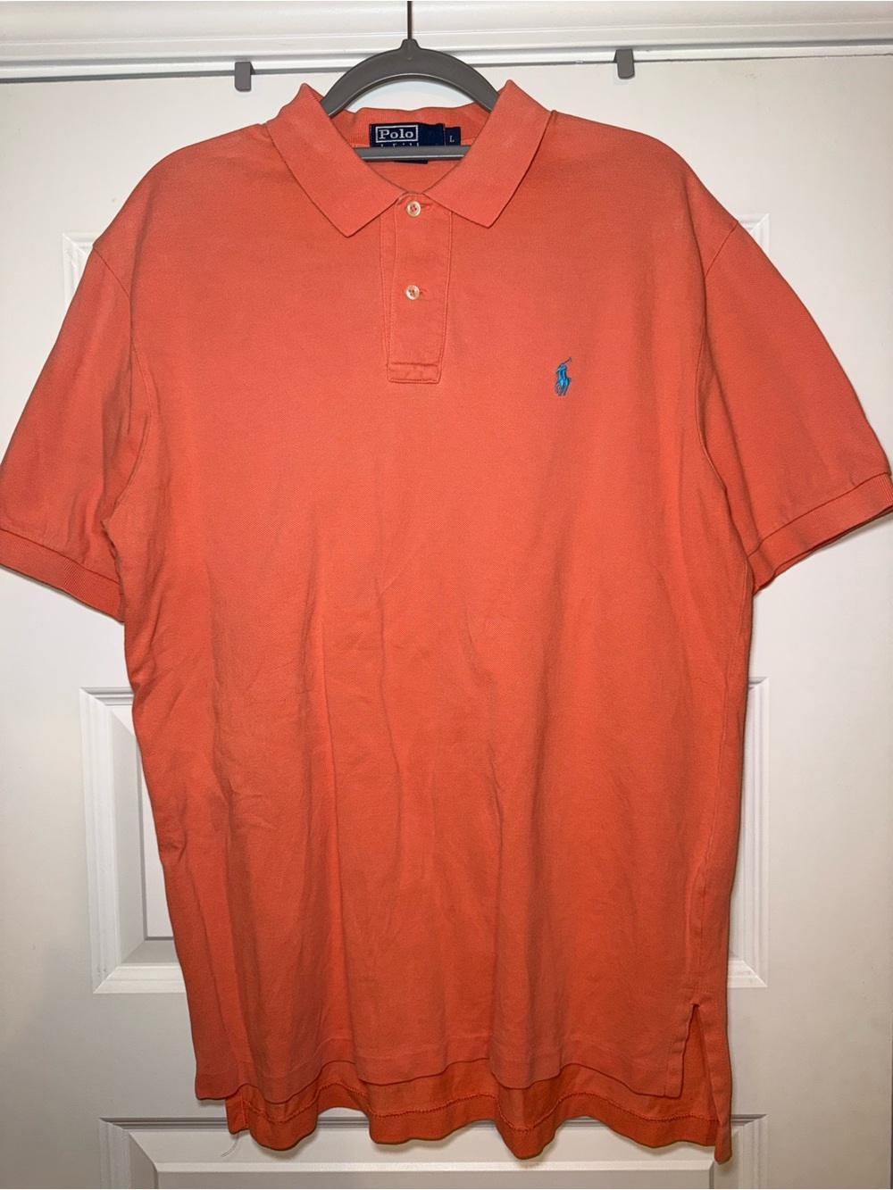 Ralph Lauren Men’s Large Orange Polo with Blue Pony Embroidery